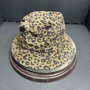 Leopard Print Reversible Bucket Hat By David & Young - Camo Lining - Cotton - Un